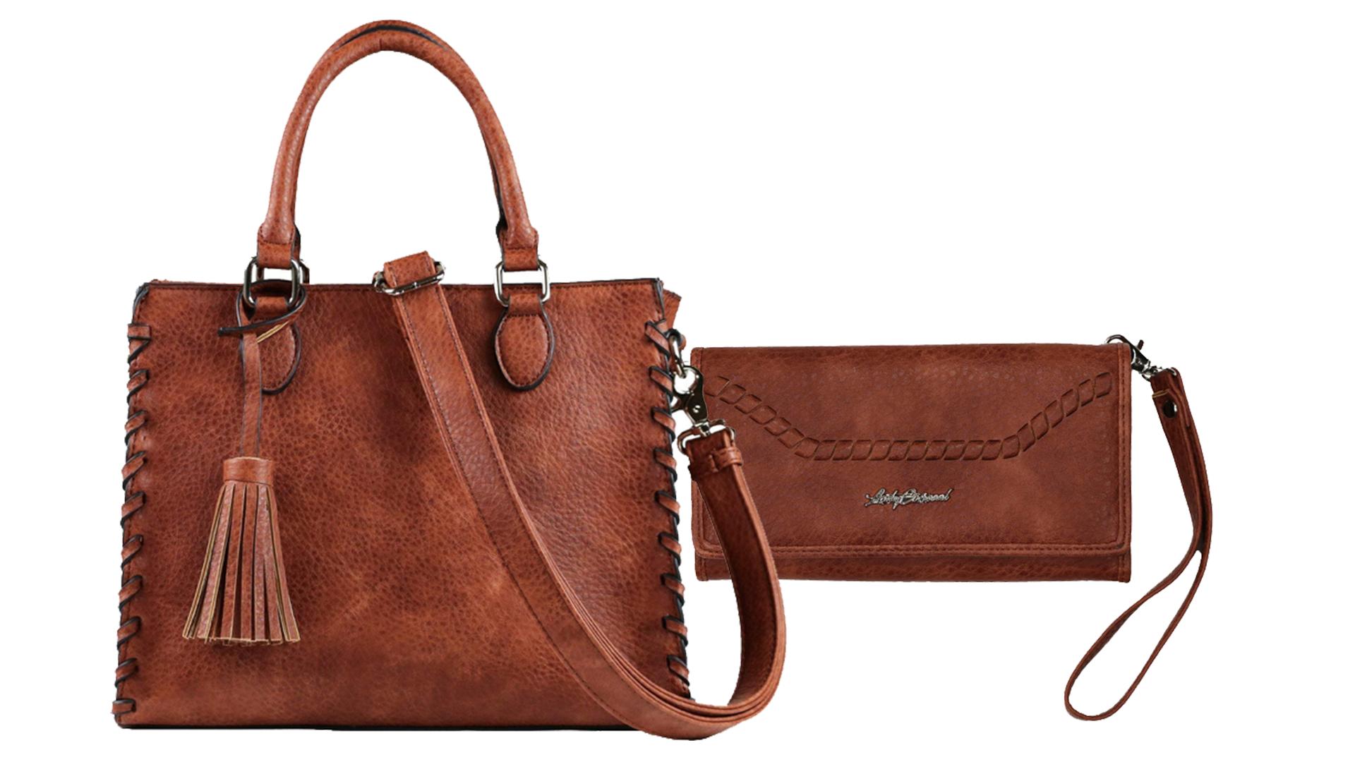 CONCEALED CARRY PURSE BLAKE SCOOPED LEATHER CROSSBODY (Cognac)