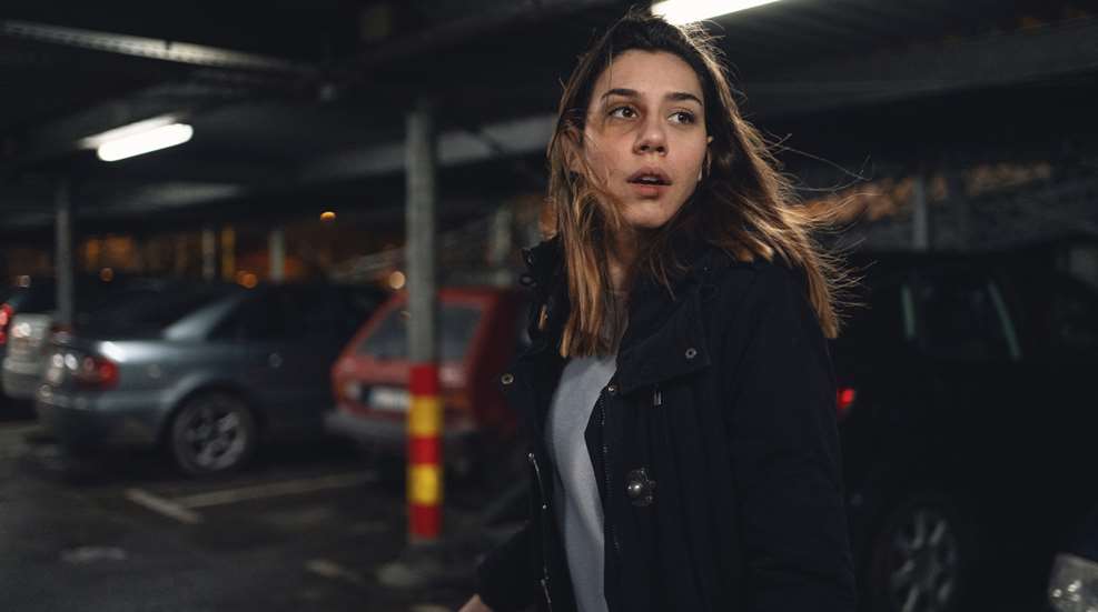 Woman Afraid Parking Garage