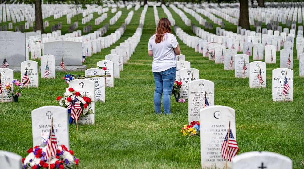 Woman At Arlington On Memorial Day