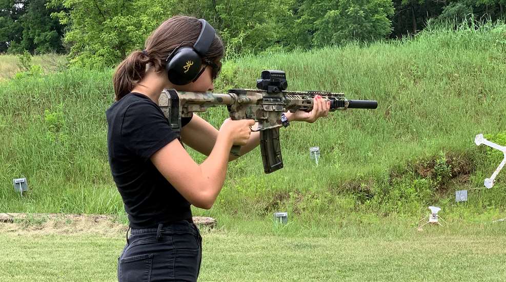 Shooting A .22 Conversion Rifle With Suppressor