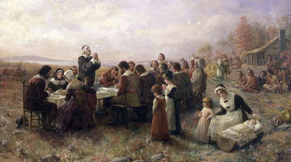 The First Thanksgiving At Plymouth Jennie Augusta Brownscombe Public Domain Image
