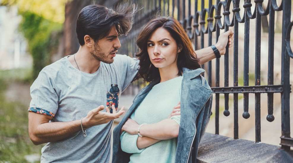 Anti Gun Man Arguing With Woman Crop