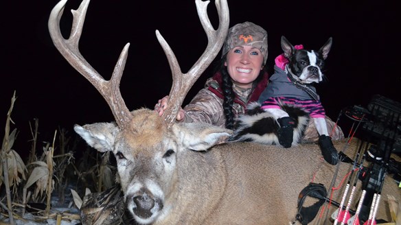 Melissa Bachman and Pork Chop with mule deer