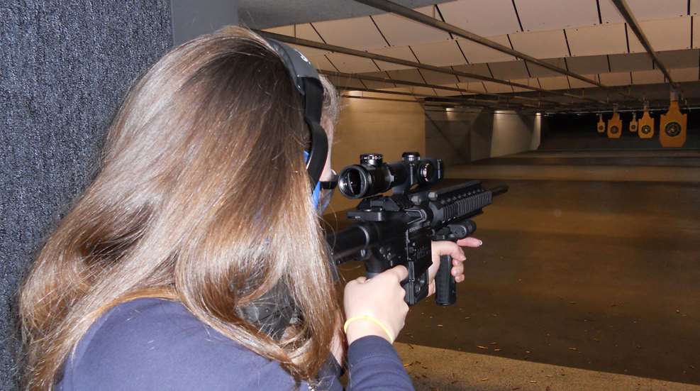 Woman Shooting Ar Downrange