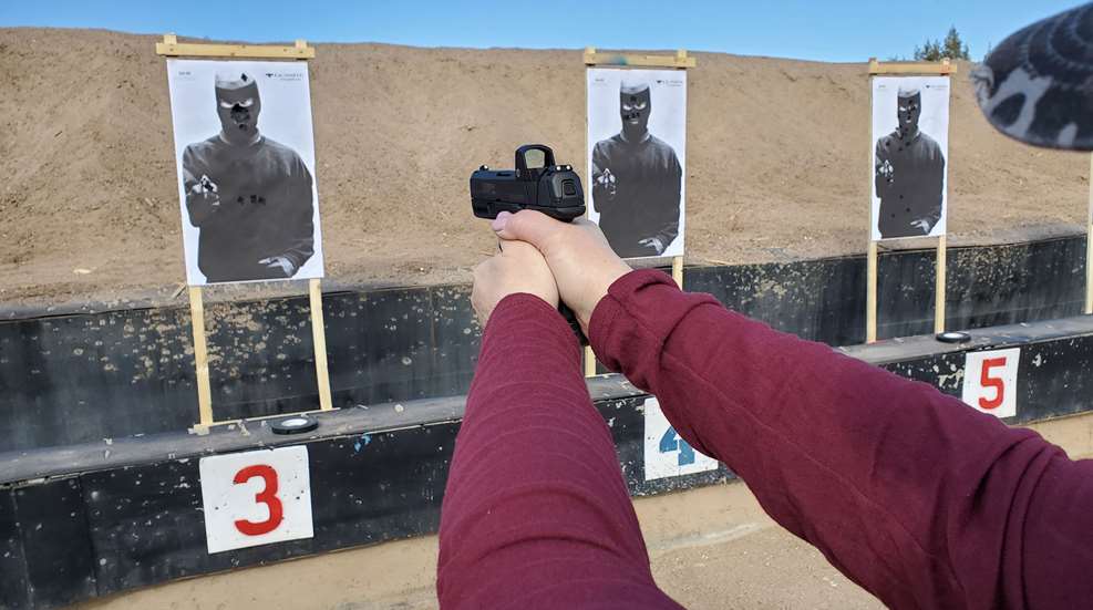 Aiming At Target With Mossberg Mc2sc Red Dot Ready