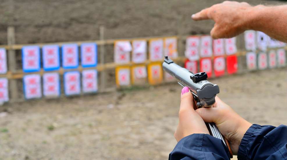 Beginner shooting at the range