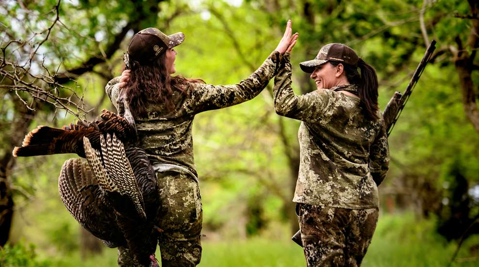Turkey Hunters High Fiving