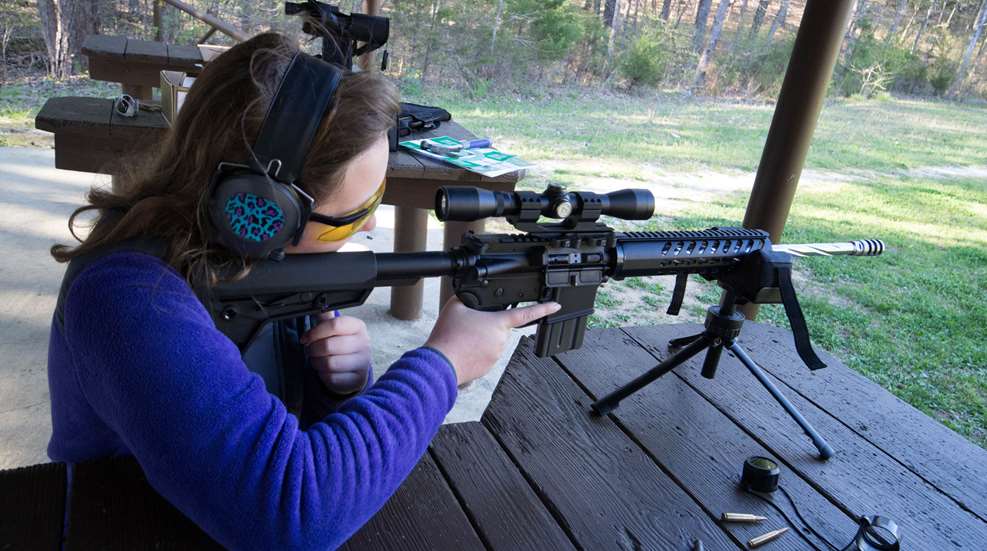 Woman At Range With AR