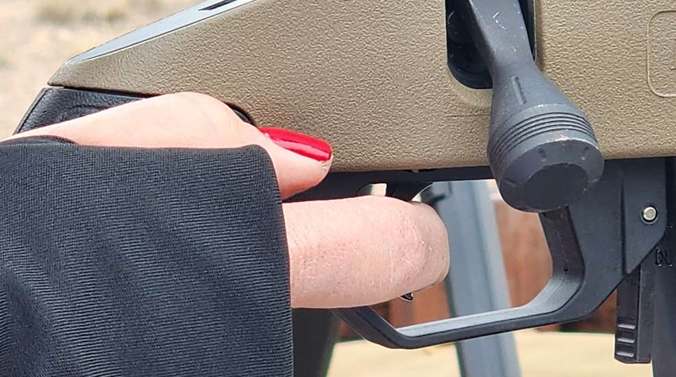 Deering Follow Through Womans Finger On Trigger