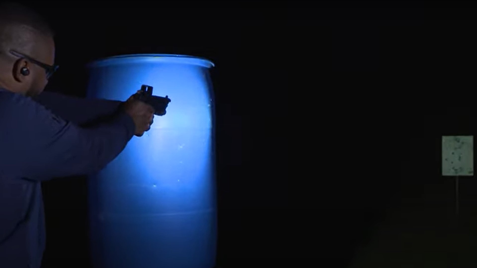 shooting pistol with flashlight mounted