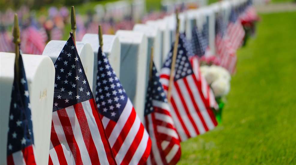 American Flags At Cemetery