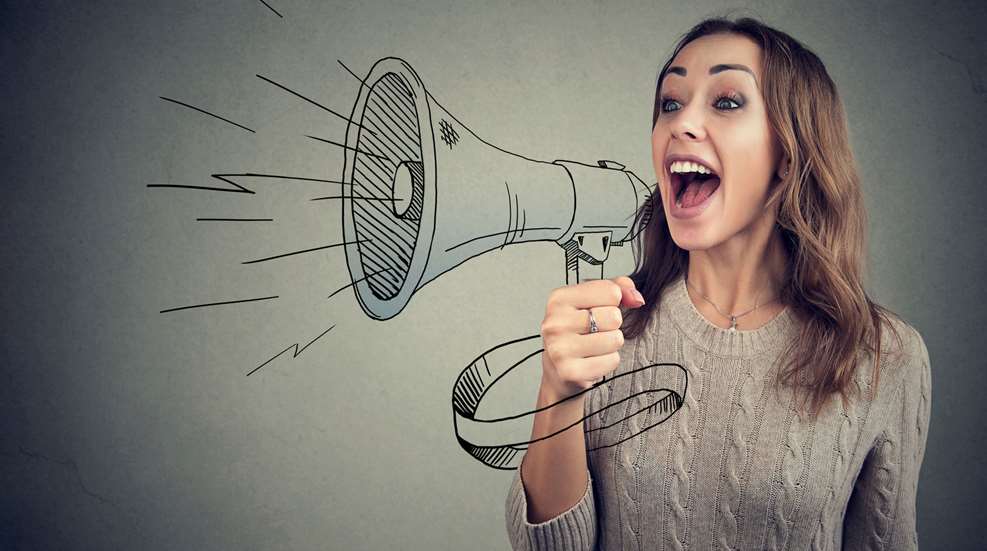 Woman Shouting Through Megaphone
