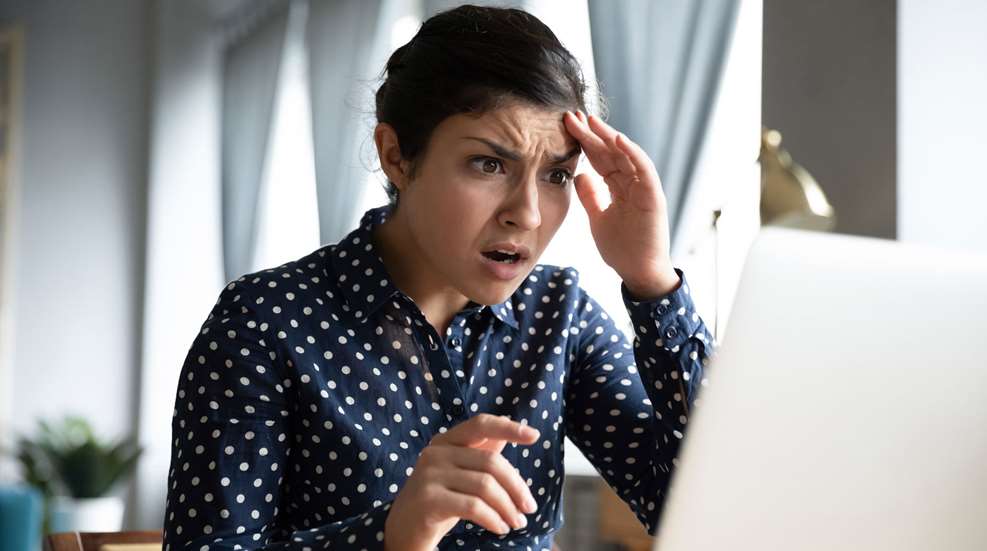 Shocked Girl Looking At Computer